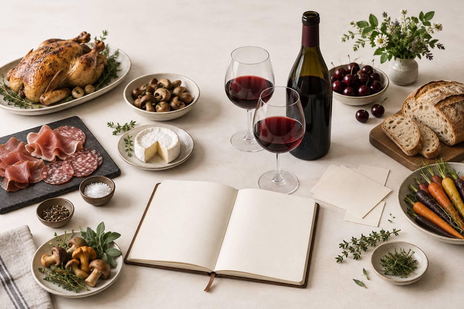 Illustration éditoriale du sujet : Beaujolais : les dix crus et ce qu'ils accompagnent