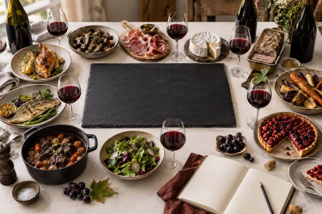 Illustration éditoriale du sujet : Beaujolais : les dix crus et ce qu'ils accompagnent