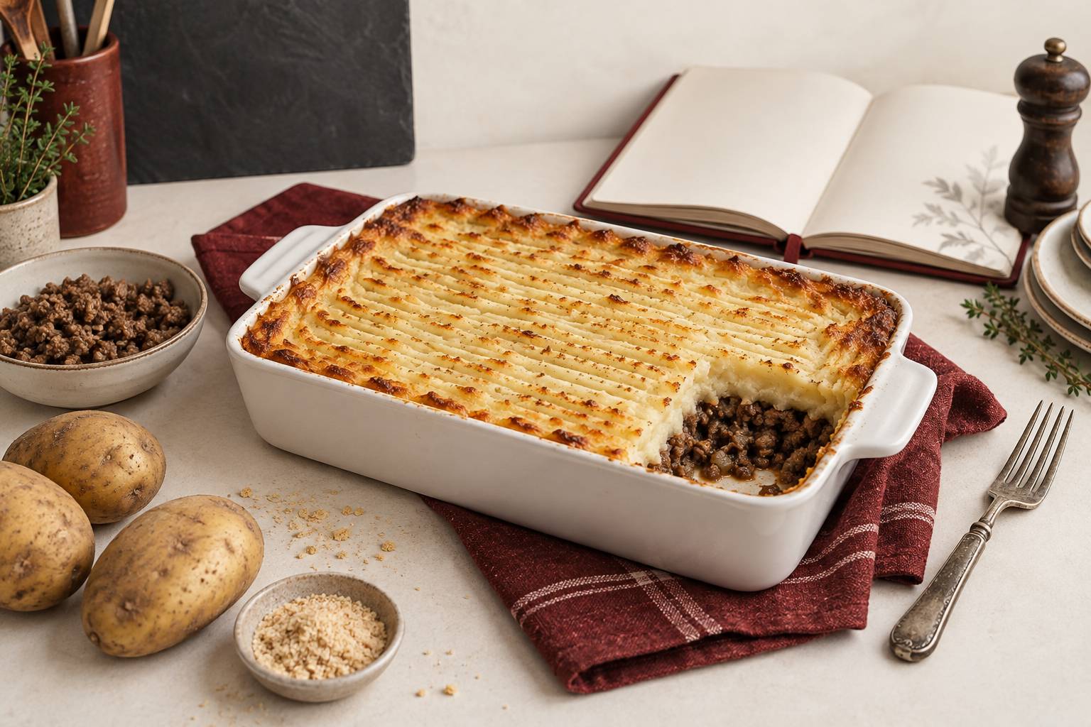 Illustration éditoriale du sujet : Hachis parmentier : d'où vient le nom et ce qu'il désigne