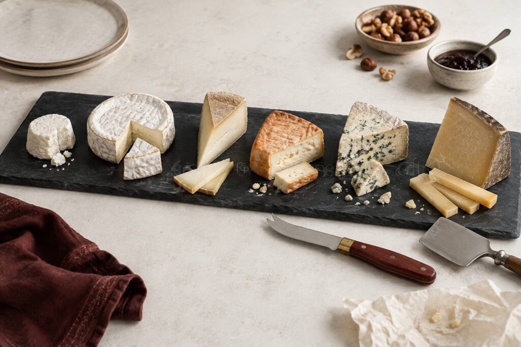 Illustration éditoriale du sujet : Plateau de fromages : ordre de dégustation et découpe