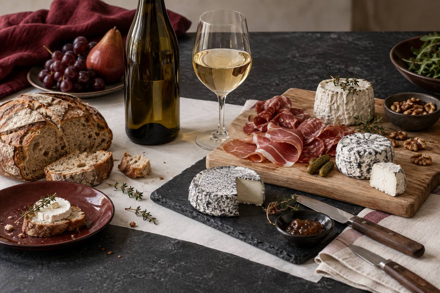 Illustration éditoriale du sujet : Sancerre : accords avec la charcuterie et le fromage