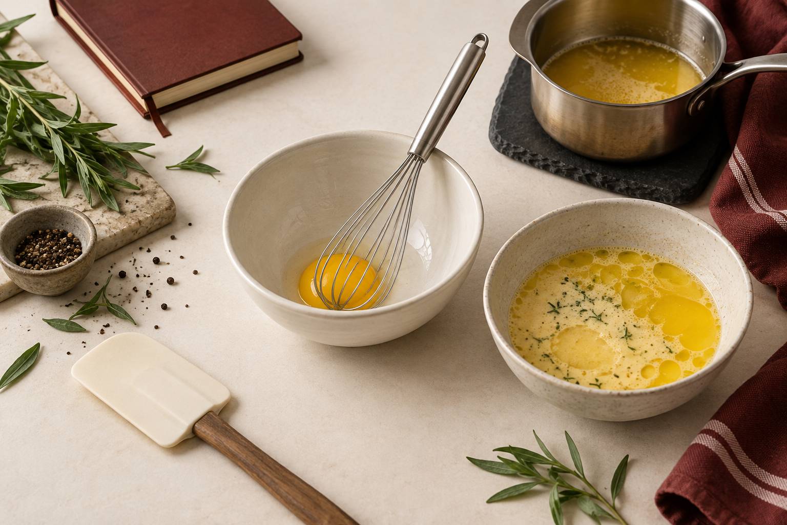 Illustration éditoriale du sujet : Sauce béarnaise : rattraper une émulsion qui tranche