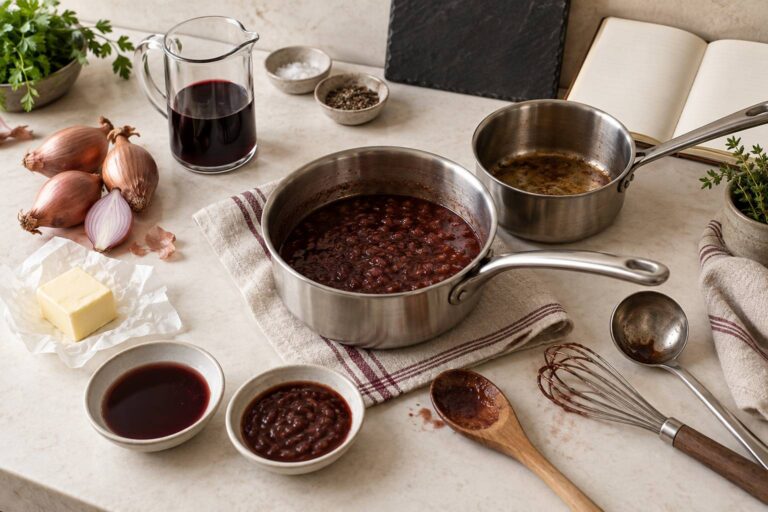 Sauce échalote au vin rouge : proportions et timing