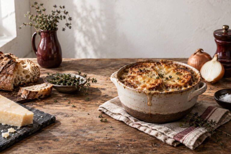 Soupe à l&rsquo;oignon gratinée : l&rsquo;origine documentée du plat