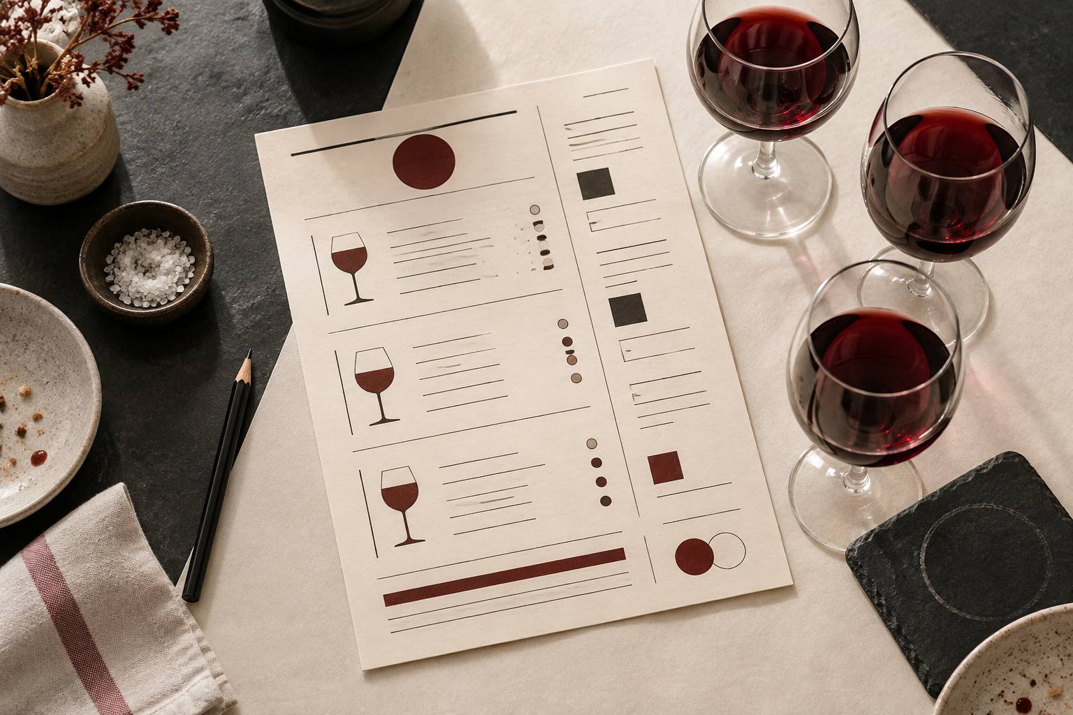 Illustration éditoriale du sujet : Vin au verre : comment se lit une carte de bistrot